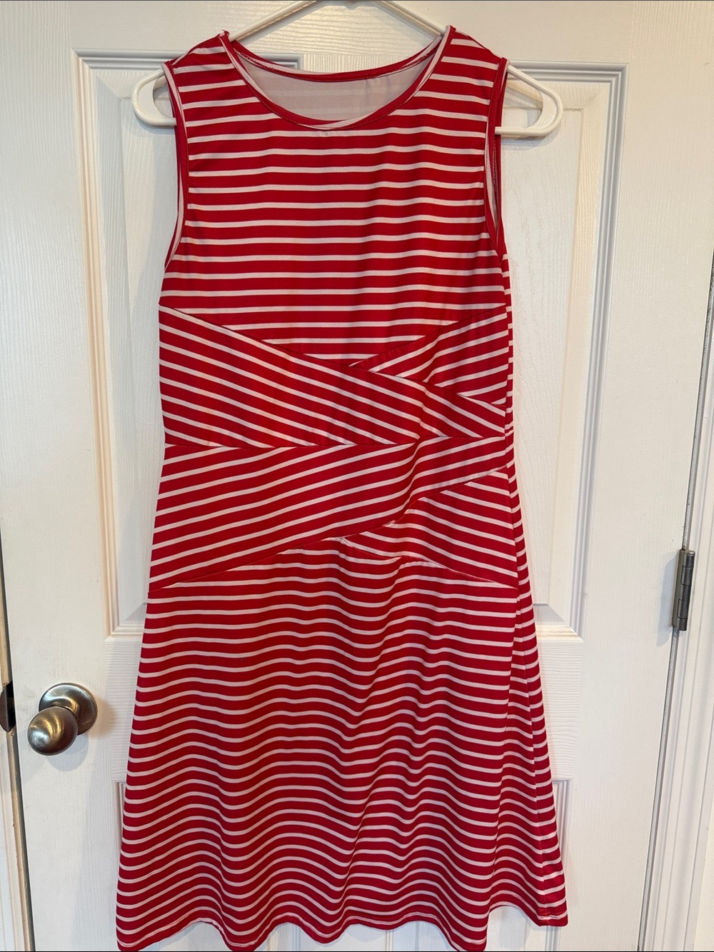 Red Striped Sleeveless A-Line Dress